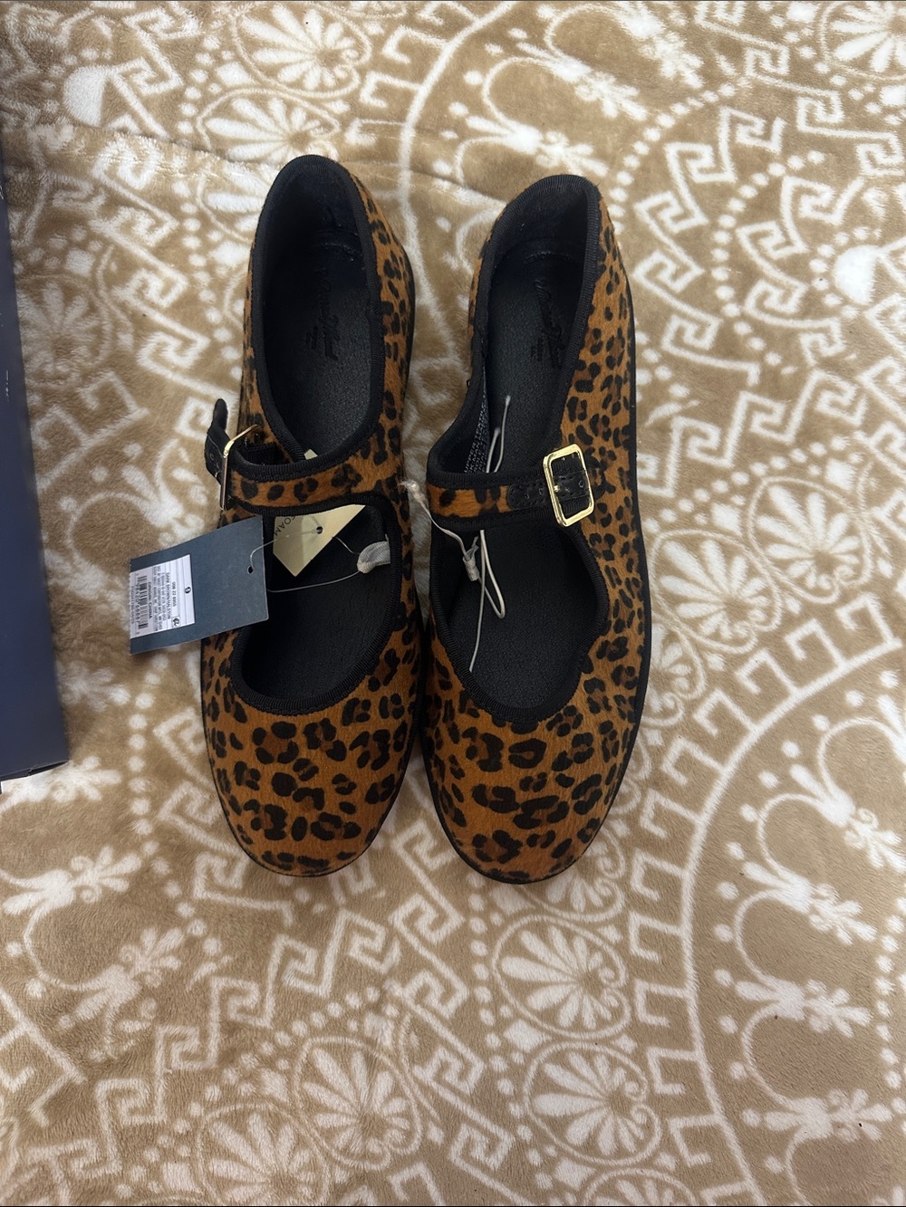Universal Thread Leopard Mary Jane Flats with Gold Buckle - Picture 1 of 8